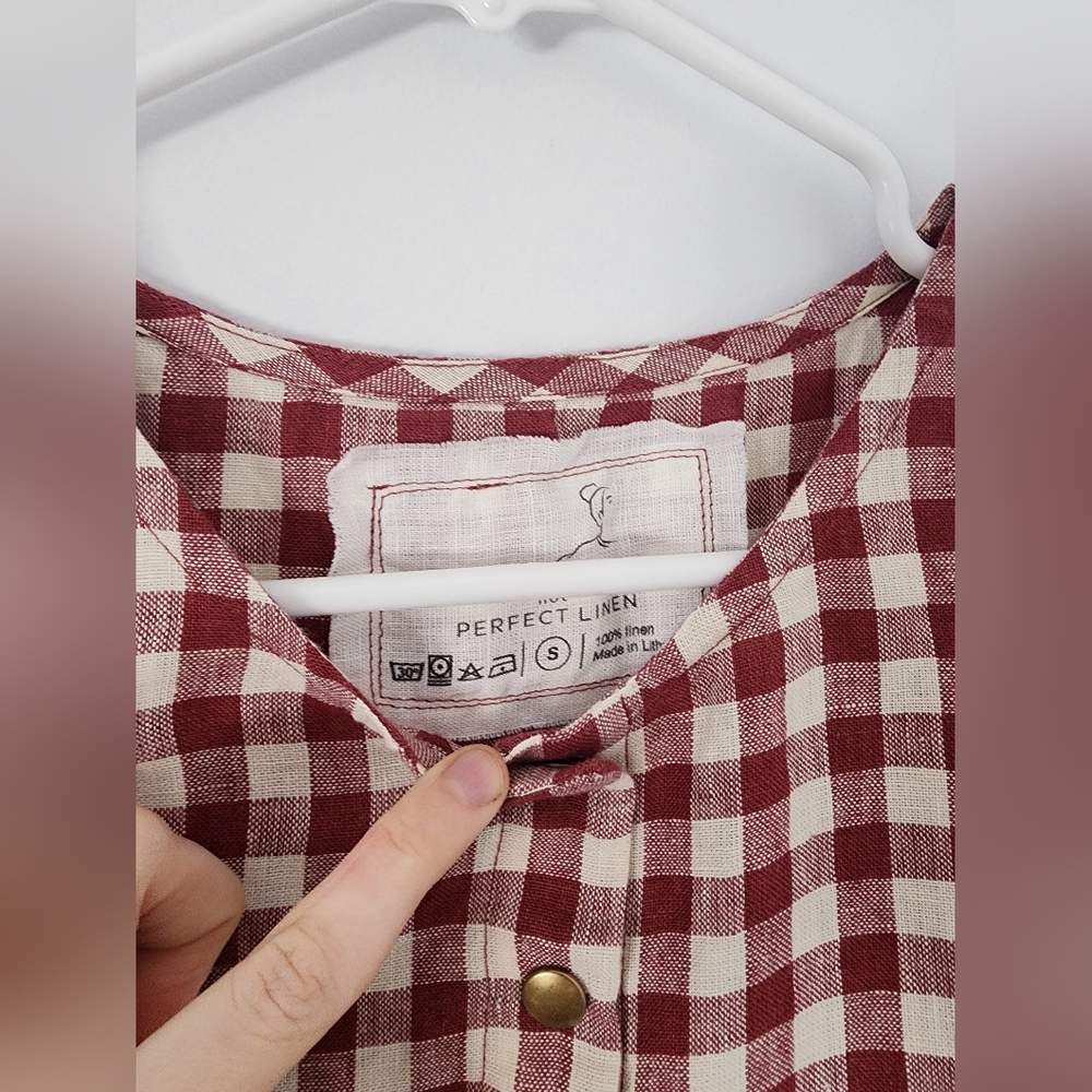 notPERFECTLINEN Marsala Gingham Mama Maxi Dress Small - Brand New - Picture 4 of 5